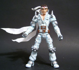 Saotome cobbled together this action figure in the likeness of his namesake. \"Jin Saotome\" is a character from an old arcade game the artist played obsessively as a kid. He adopted the nickname used by friends who admired his skills playing the avatar, and now uses the pseudonym for his work. Of the 300-plus figures Saotome has created over the years, this is one of three he doesn\'t plan to sell. 